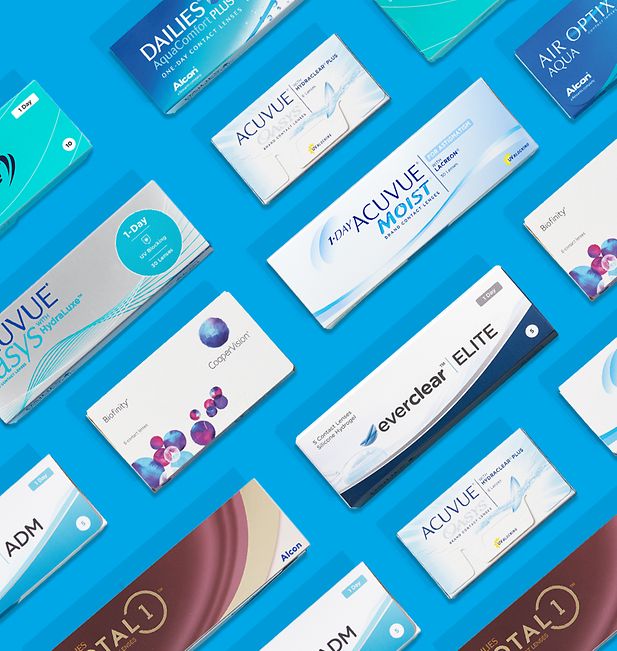 Confezioni di lenti a contatto viste dall’alto