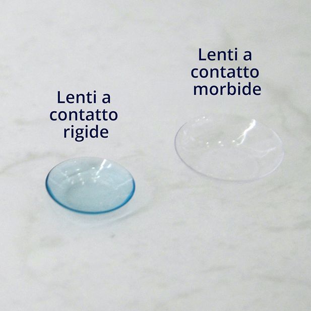Una lente a contatto rigida e una morbida messe a confronto